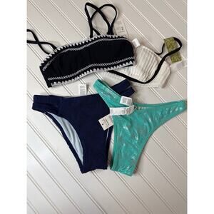 NWT Cupshe Swim Separates - Bandeau Bikini Top & High Cut Bottom Bundle Size XS